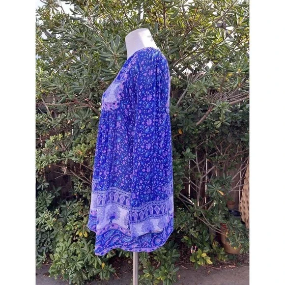 Vintage 70's India Blouse Tunic Peacock Boho Hippie Top Lightweight Geeta - Picture 5 of 13